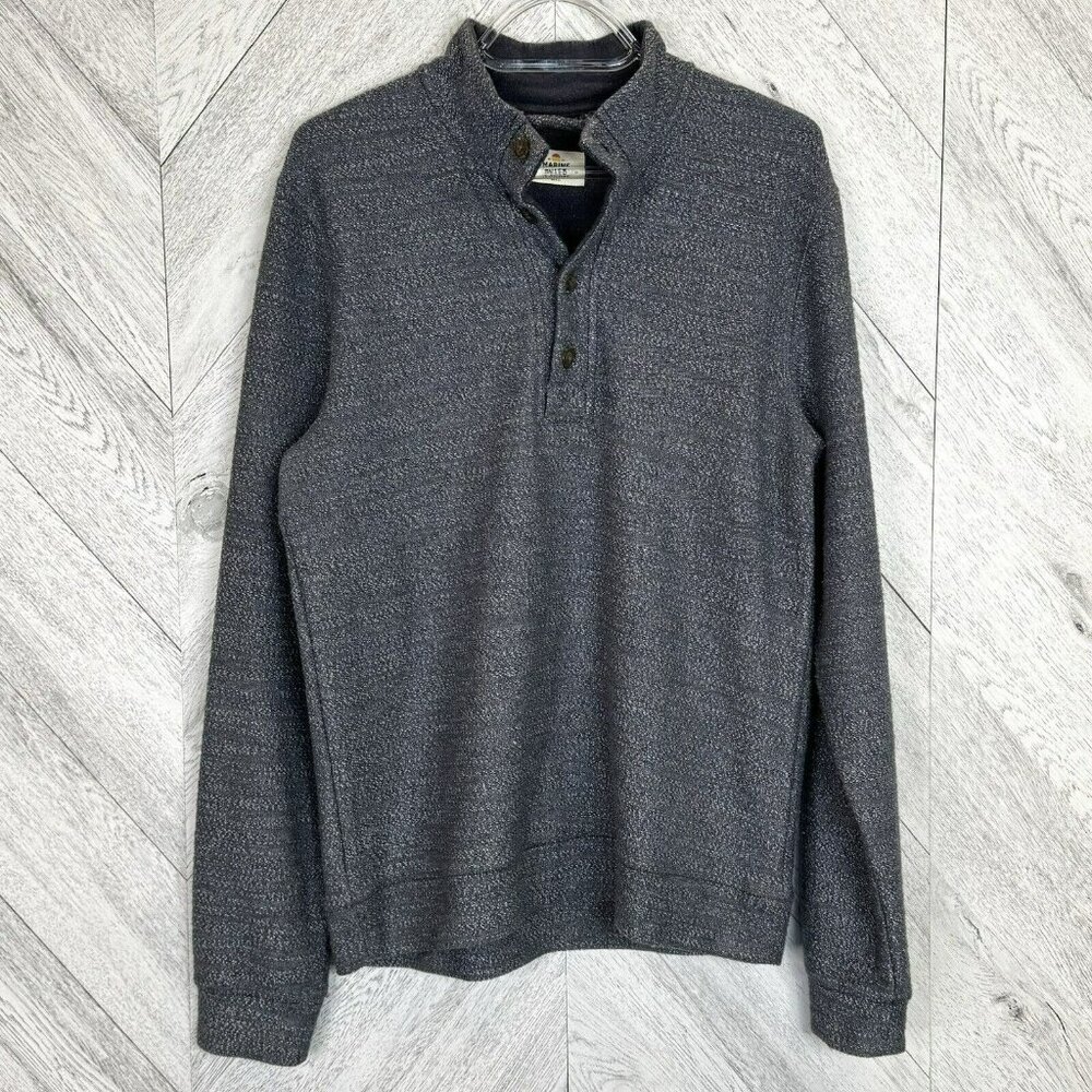 Marine Layer Clayton Sweatshirt Mens Size Small Textured Organic Cotton Blue